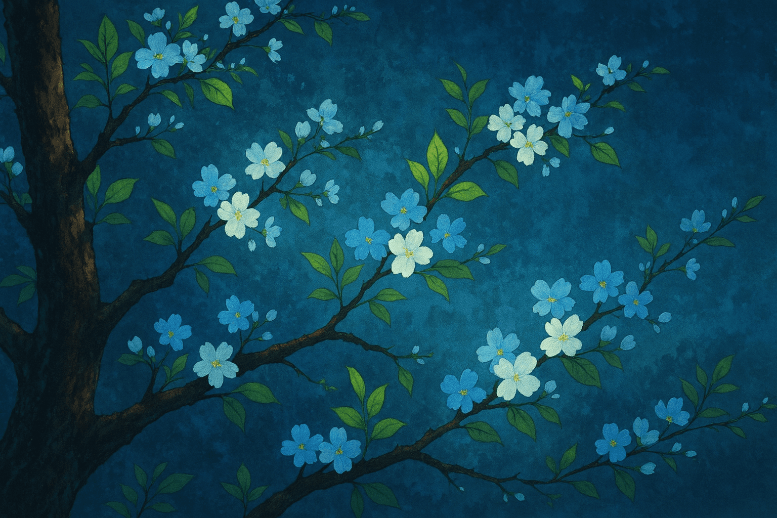 Serene Night-time Botanical Illustration